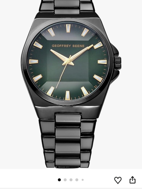 Geoffrey Beene Other - Geoffrey Beene Black Bracelet Watch with Green Dial and Gold Accents